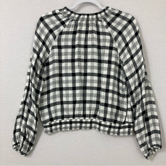 Anthropologie Cloth & Stone Sara Plaid Blouse Women's Medium - Picture 11 of 12